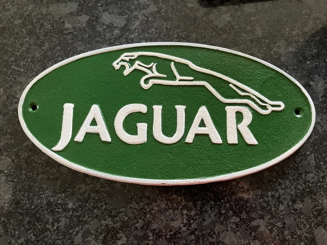 Großes ovales 34cm Jaguarschild Repro Gusseisen Garage Schild Mann Höhle