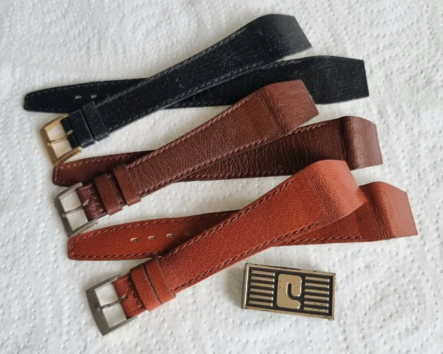 Bracelet De Montre VINTAGE Anses Soudées Marque COBRA Cuir O Saint