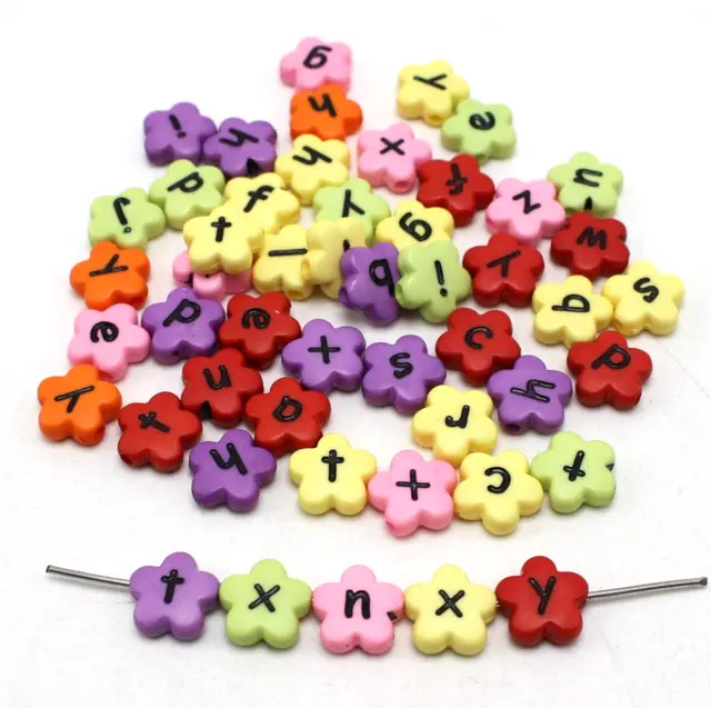 100 Mixed Color Acrylic Alphabet Letter Flower Beads 11mm(0.43") Kids Craft