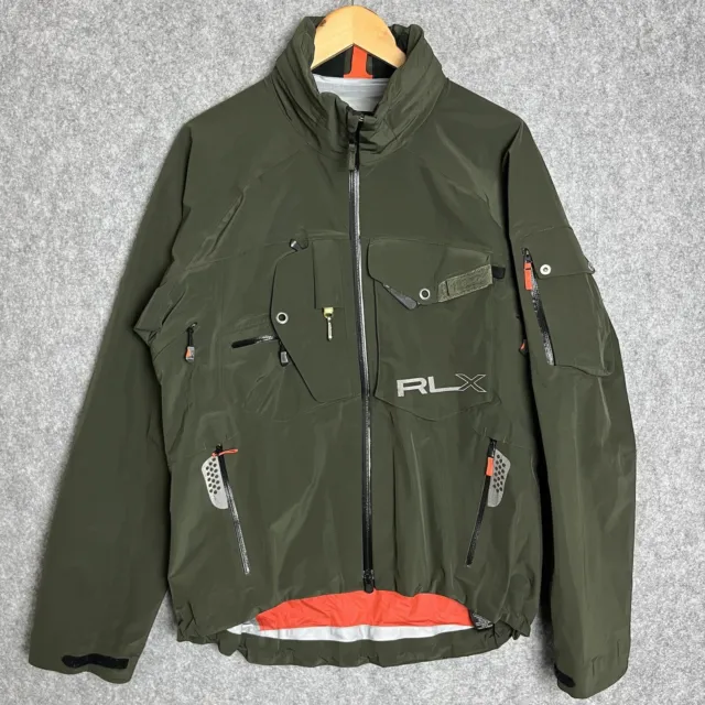 Ralph Lauren RLX Jacket Mens M Green Hooded Raincoat Waterproof Tactical Utility
