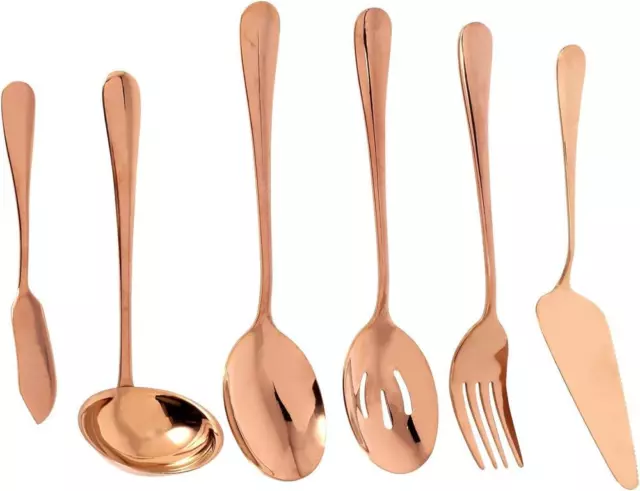 6-Piece Serving Flatware Silverware Set, Serving Utensil Set,Include Cake Server