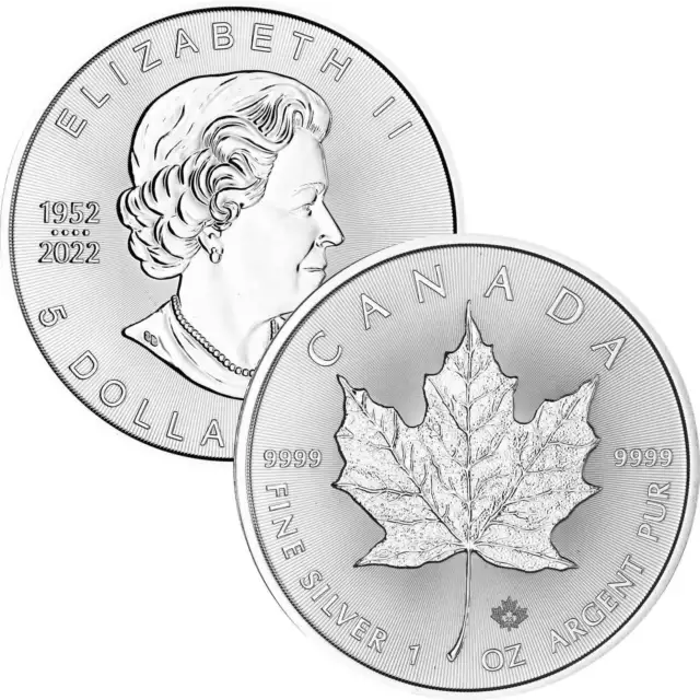 1 Unze Silber Maple Leaf Kanada 2023 - 1 oz 999,9 Feinsilber - Queen Elizabeth