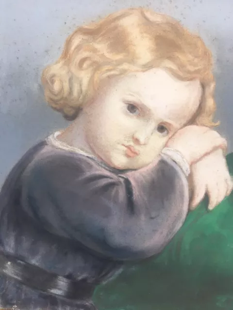 Très Beau Grand Dessin Fusain Portrait Enfant XIXe Marie Camus? A Identifier