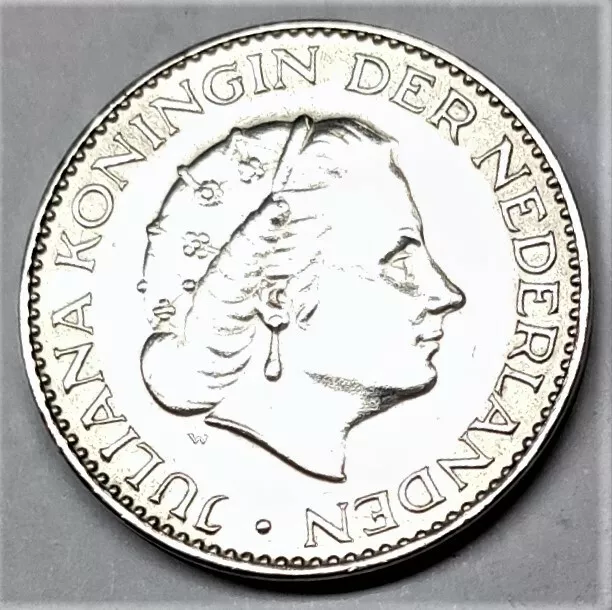 Nederland Niederlande 1 Gulden 1958 SILBER Königin Juliana vz-st/xf-unc Kapsel 2