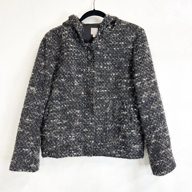 J. Jill Jacket Wool Alpaca Blend Hooded Full Zip Lined Women's Size Medium