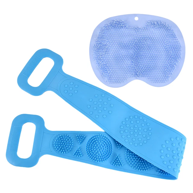 2pcs Wall Mounted Flat Body Scrubber Set Foot Circulation Bath Brush Hands Free