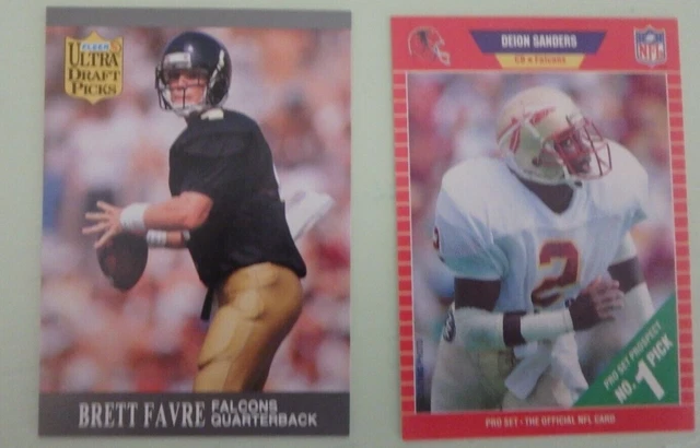 Deion Sanders RC Brett Favre RC college stubs  teams LSU, Arkansas, A & M, Texas