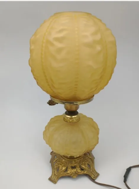 Pittsburgh Lamp Co. Yellow Satin Beaded Drape 17" Table Lamp