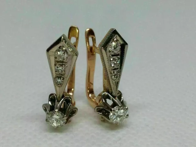 1.50 Ct Round Cut Moissanite Vintage Russian Hoop Earrings 14k Rose Gold Plated