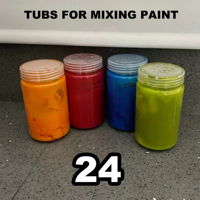 24 recipientes redondos de mezcla de pintura de almacenamiento de plástico contenedores frascos bañeras macetas 340 ml