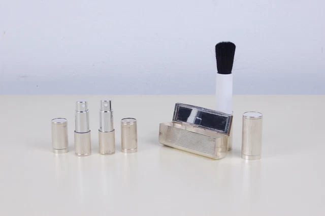 Set porta trucco in argento 800 pennello porta rossetto specchio porta profumo