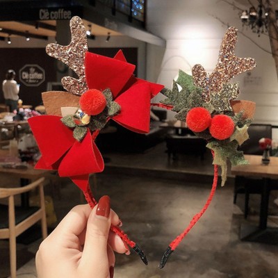 2pcs Costume Natale Copricapo Natale Testa Bopper Renne Antler Fascia Per Capelli 