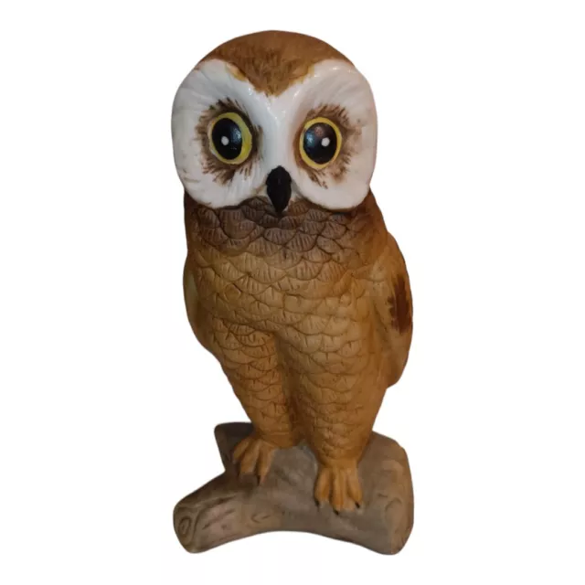 Vintage Flambro Hand Painted Porcelain Standing Owl Collectible Figurine Marked