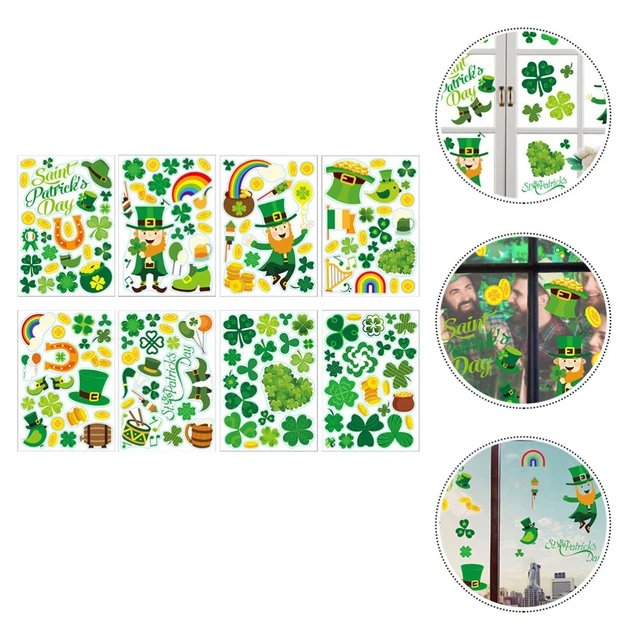Pegatinas para ventanas pegatinas impermeables decoraciones de fiesta pegatinas verdes PVC