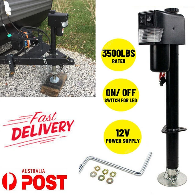 AU ELECTRIC JACK Stand Wheel 12v 1587kg Caravan Trailer Boat Stabilizer ...
