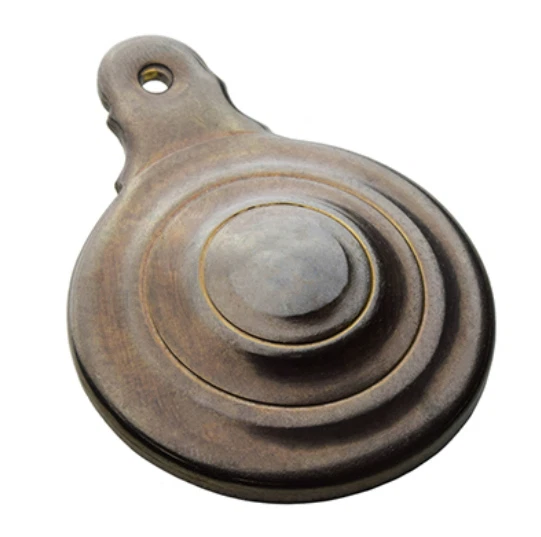 Set of (4) Horton Brasses bed bolt cover escutcheon in dark antique brass