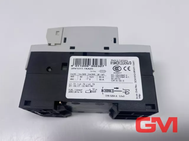 Siemens Interruttore Magnetotermico 3RV1011-1KA20 Circuito 9-12 A Motore S00 3