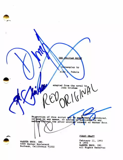 Denzel Washington +3 Cast Signed Autograph - The Pelican Brief Movie Script