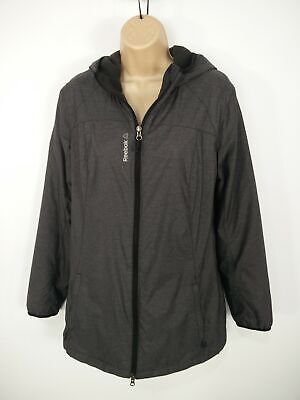 Womens Reebok Outerwear Size Uk M Medium Grey Jacket Coat Zipped Hooded Casual