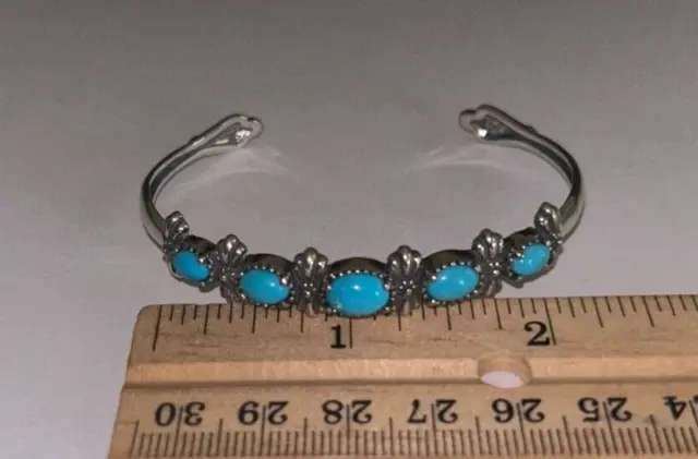 American West Carolyn Pollack Blue Turquoise Sterling Silver Cuff Bracelet S