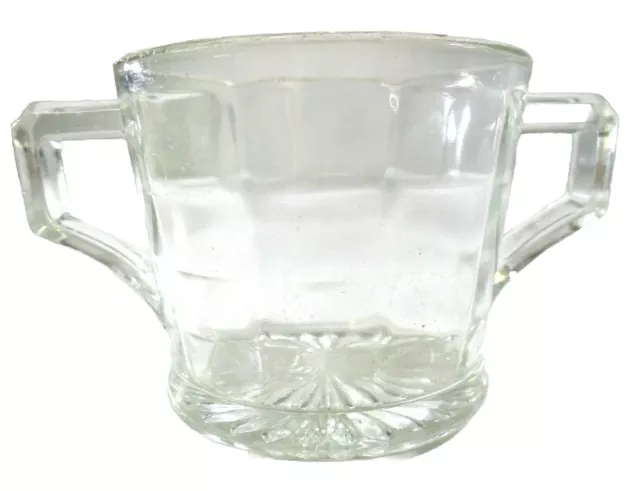 Glass Sugar Bowl Double Handled 9cm Diameter 8cm Tall Lovely Cut Glass No Chips