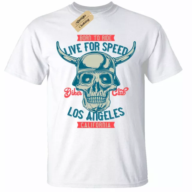 T-shirt Born To Ride uomo live per speed biker maglietta moto bianca