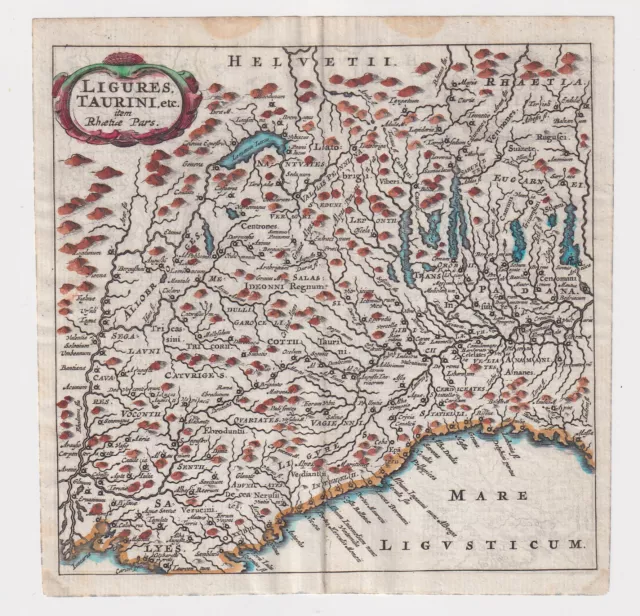 Philippus Cluverius (1580-1622), mappa della Liguria Italia Settentrionale 1686