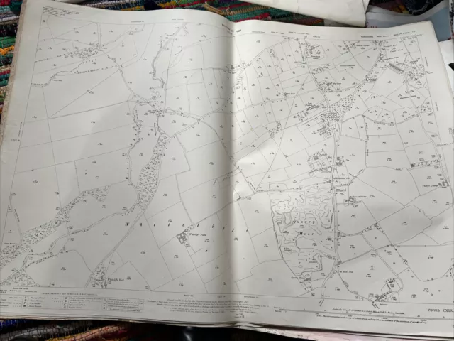 Vintage Surveyor Map Plan 1929 WHITCLIFFE QUARRY MOOR crafting junk journal old