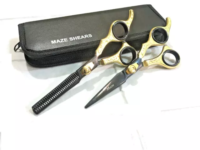 Professional Barber Salon Hair Cutting Thinning Scissors Hairdressing Set Gold