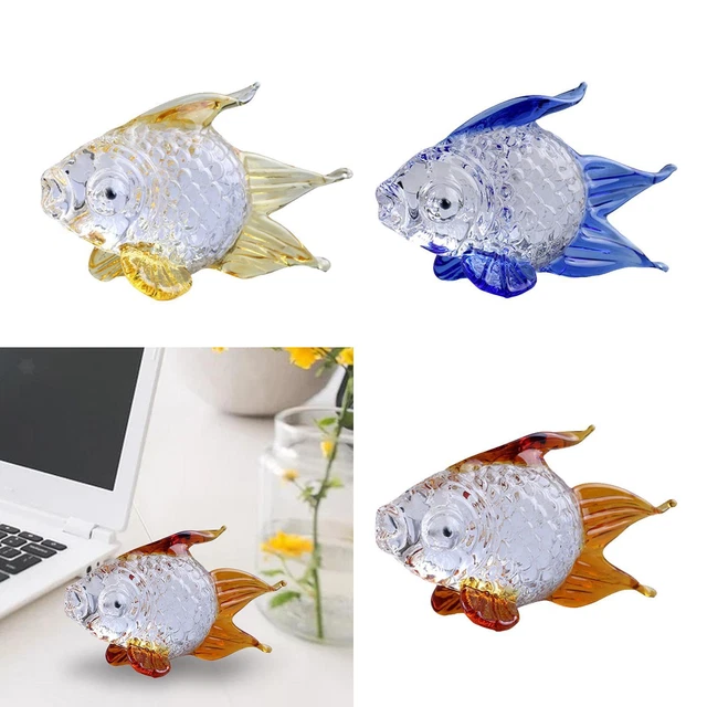 Figurine de poisson rouge en verre transparent à collectionner, jolis