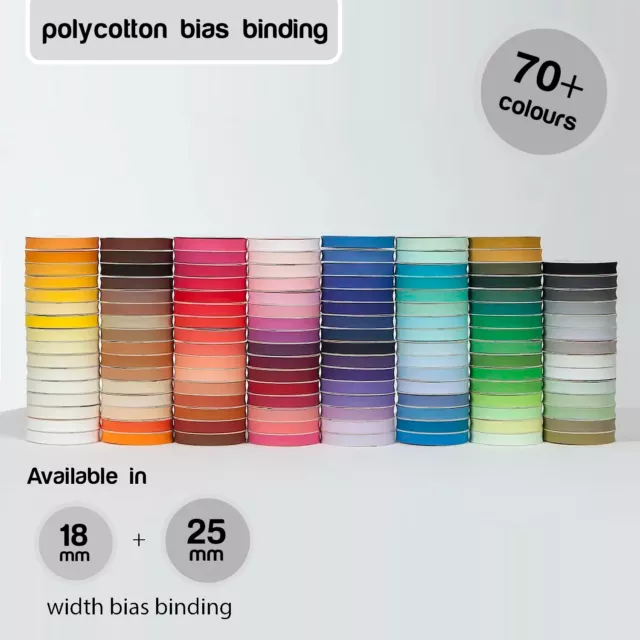 25mm Bias Binding Tape Polycotton Huge Colour Range High Quality Bunting Edging