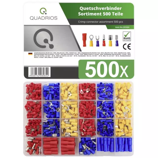 Quadrios 22C424 Assortimento di capicorda a compressione 0.5 mm² 2.5 mm² Rosso,