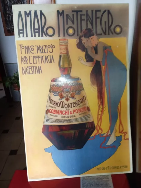Locandina pubblicitaria Amaro Montenegro Bologna vintage