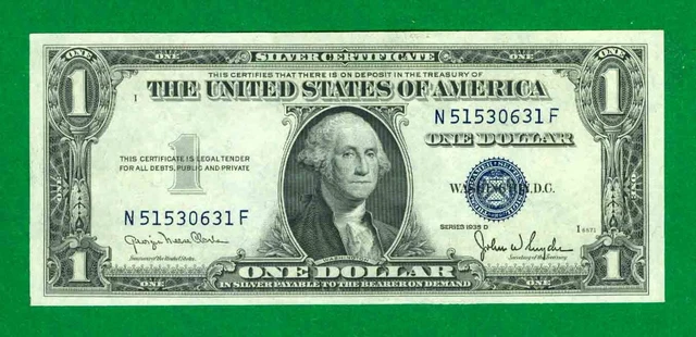 $1 1935-D 1 N/F Block Blue Seal Silver Certificate Circ. Wide