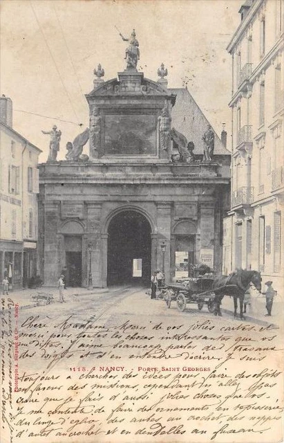 CPA 54 NANCY PORTE ST GEORGES (dos non divisé) TIMBRE TYPE SAGE AU VERSO