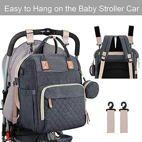 Multi-Functional Baby Diaper Bag Backpack with Bassinet Changing Station Crib 13