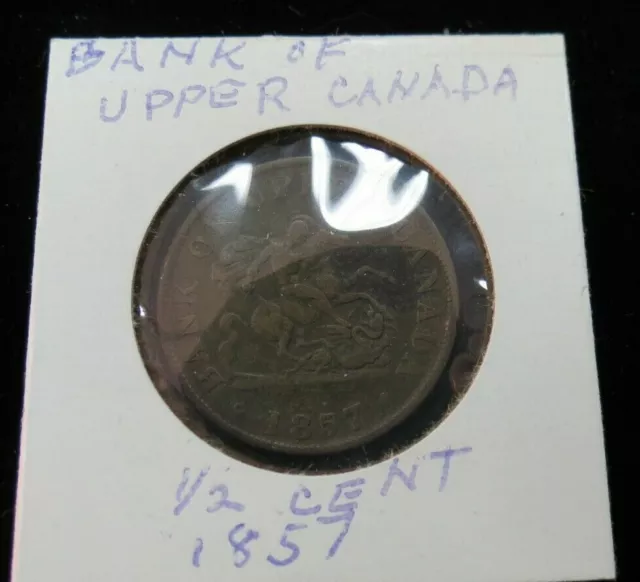 Bank Of Upper Canada 1857 One-Half Penny Bank Token Coin