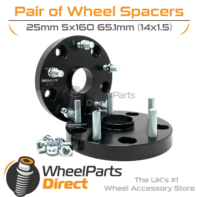 20mm Black Wheel Spacers For Audi A1 A2 A3 TT - 57.1 CB, 5x100/5x112 With Bolts