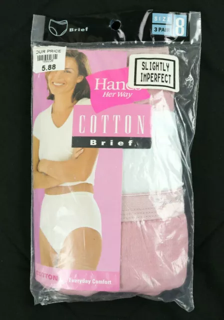 HANES HER WAY Cotton Brief Vintage 2003 Package 3 Pack New Size 9 Hip 44-45  $19.99 - PicClick