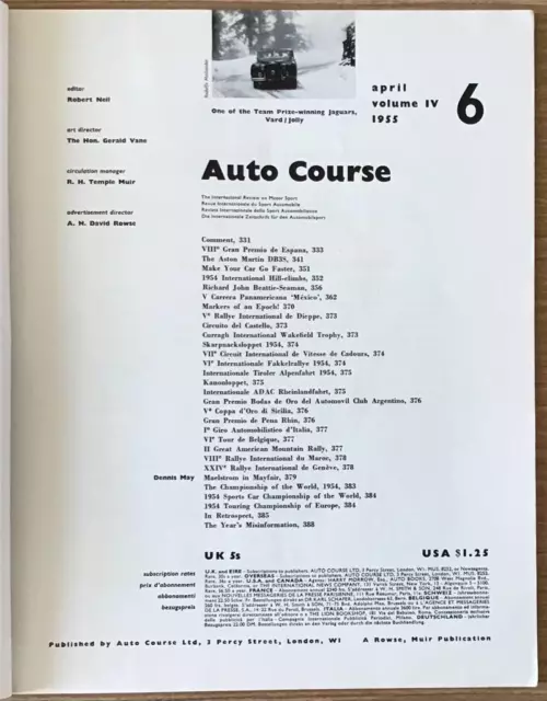 AUTO COURSE Magazin Apr 1955 Vol 4 Nr. 6 Motor Racing Review ASTON MARTIN DB3S 2