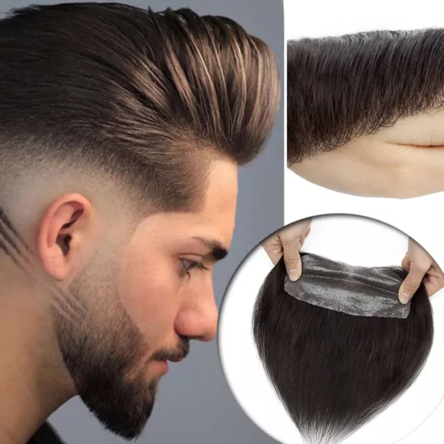 Herren 100% REMY Echthaar Toupet FULL PU Basis Haarteil Männer Haarersatz Toupee