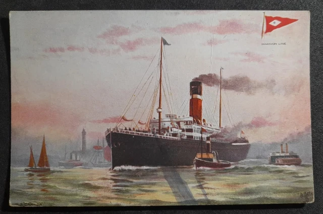 Dominion Line SS Canada Tucks Celebrated Liners Old Postcard