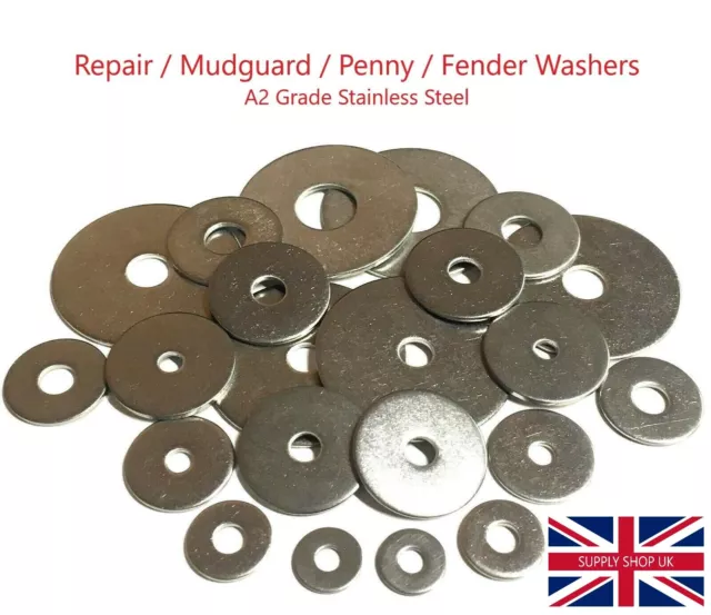 M4 M5 M6 M8 M10 M12 Penny Repair Washers A2 Stainless Steel For Bolts And Screws