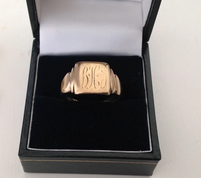 9CT GOLD VINTAGE SIGNET RING SIZE T .4.8g…
