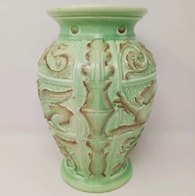 Burgess & Leigh Burleigh Ware Ironstone Heraldic Dragon Vase c1940s B&L Relief 2
