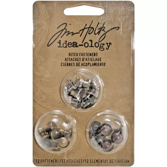 Idea-Ology Metal 2-Part Hitch Fasteners .375" 12/Pkg-Antique Nickel,Brass & Copp