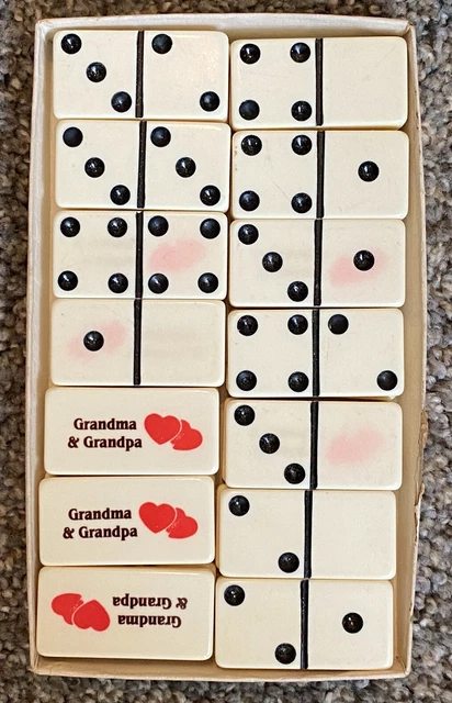 Vintage Dominoes Std. love Grandma & Grandpa Heart Logo Puremco #616 Marble like