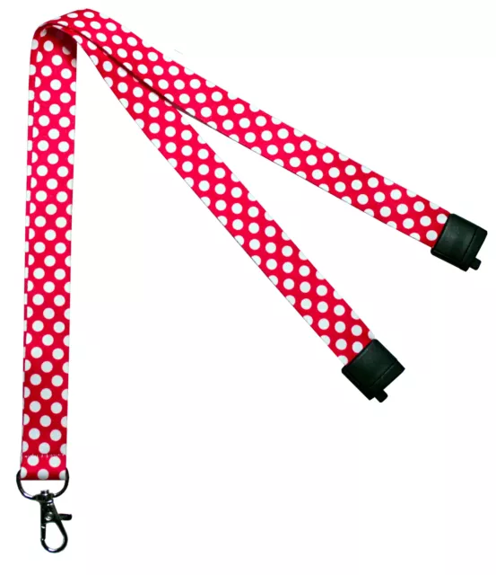 1x Funky Vintage Style Red Polka Dot Breakaway Lanyard