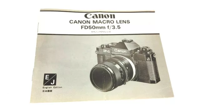 CANON FD 50mm f/3.5 MACRO LENS MANUAL