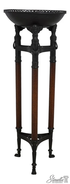 L61650EC: MAITLAND SMITH Attributed Bronze & Leather Planter Stand